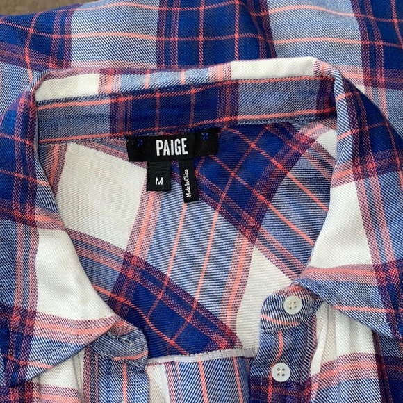 Paige Blue & Peachy Plaid Long Sleeve Flannel From Nordstrom. **See Note… - Picture 7 of 12